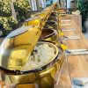 Chauffe plat doré rond