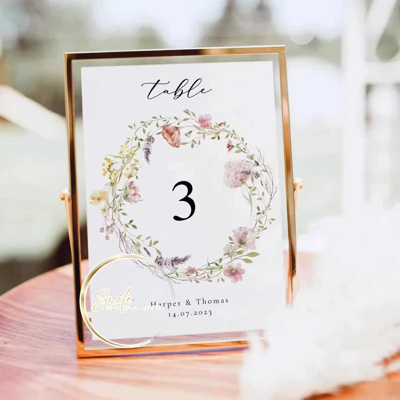 Numero de table doré